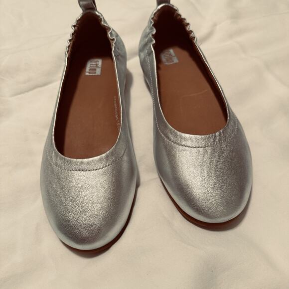 FitFlop Allegro Women's 5 Silver Comfort Ballerina Slip On Ballet Flats Shoes - Picture 2 of 8